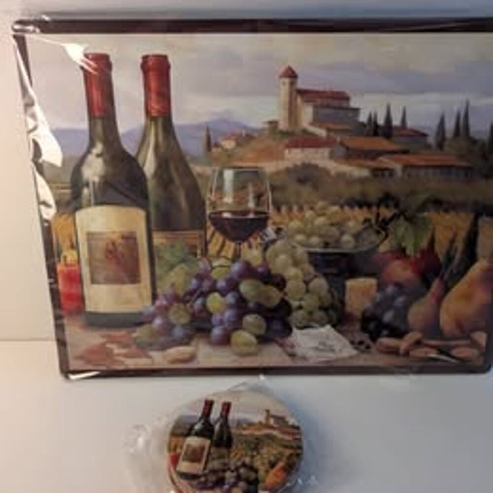 Tuscan Wine Vineyard Placemats & Coasters – Set of 8 (New)